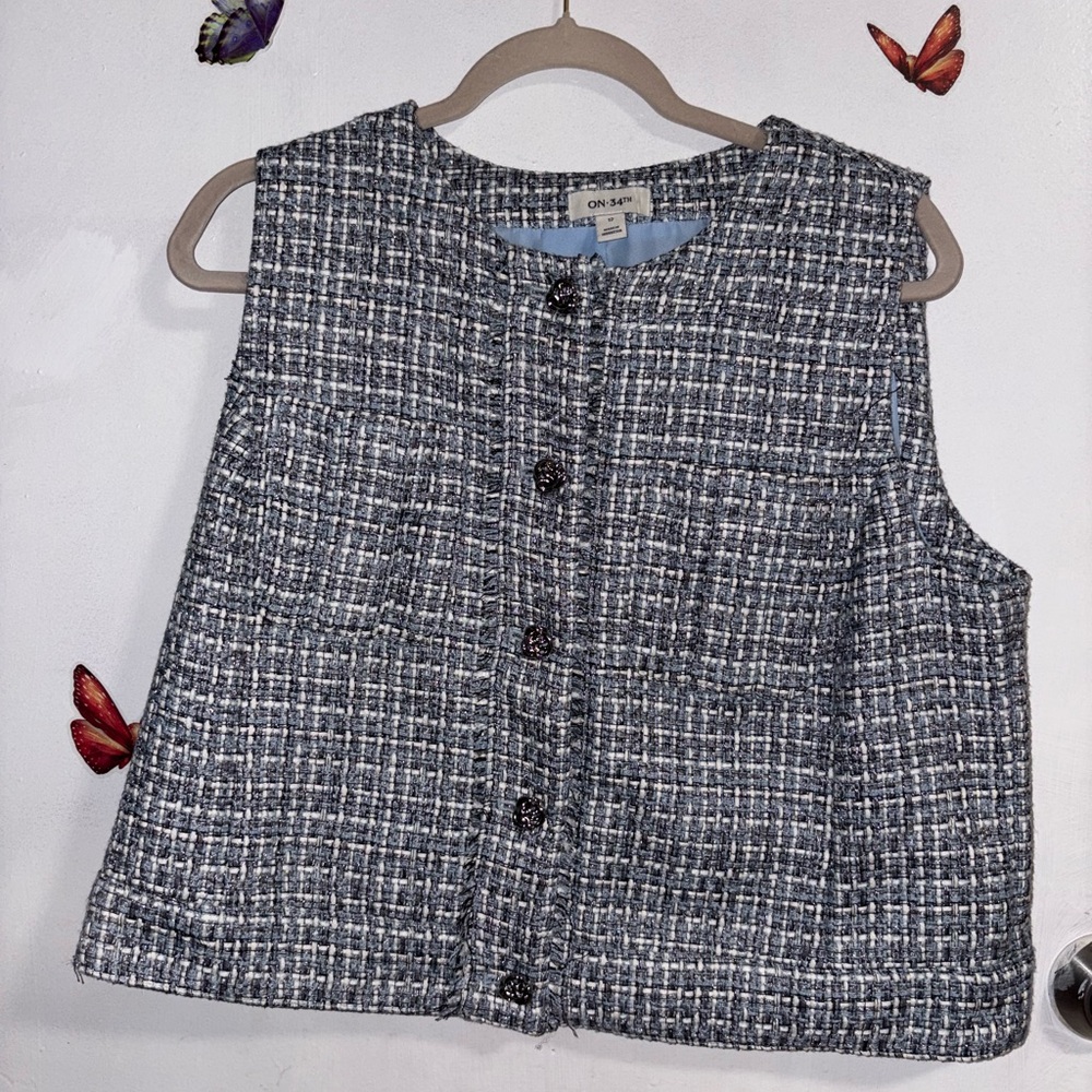 Chic Tweed Sleeveless Vest